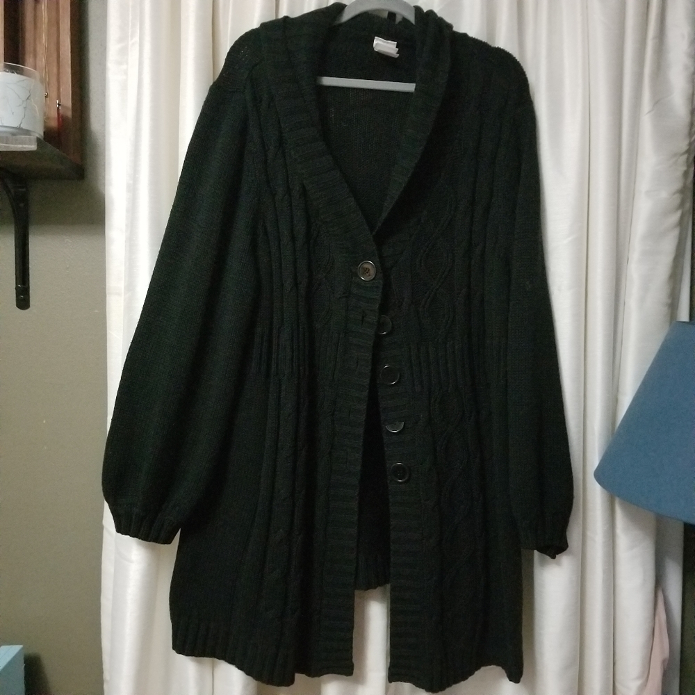Black Chunky Knit Cardigan Sweater